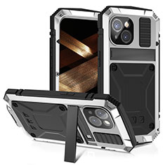 Custodia Lusso Alluminio Cover 360 Gradi RJ4 per Apple iPhone 14 Plus Argento