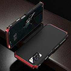 Custodia Lusso Alluminio Cover M01 per Huawei Honor V30 5G Rosso e Nero