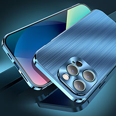 Custodia Lusso Alluminio Cover M06 per Apple iPhone 13 Pro Blu