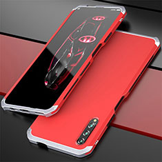Custodia Lusso Alluminio Cover per Huawei Honor 9X Pro Argento e Rosso