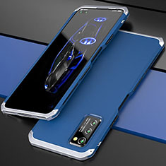 Custodia Lusso Alluminio Cover per Huawei Honor V30 5G Argento e Blu