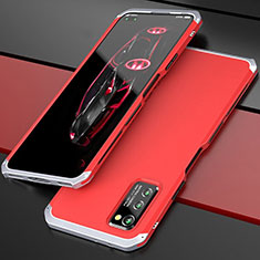 Custodia Lusso Alluminio Cover per Huawei Honor V30 Pro 5G Argento e Rosso