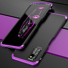 Custodia Lusso Alluminio Cover per Huawei Honor View 30 5G Viola e Nero