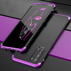 Custodia Lusso Alluminio Cover per Oppo F15 Viola