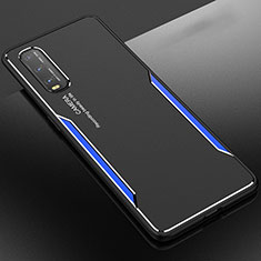 Custodia Lusso Alluminio Cover per Oppo Find X2 Blu