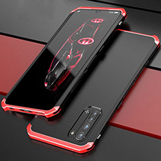 Custodia Lusso Alluminio Cover per Oppo Find X2 Lite Rosso e Nero