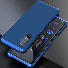 Custodia Lusso Alluminio Cover per Oppo Find X2 Neo Blu