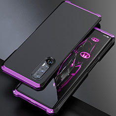 Custodia Lusso Alluminio Cover per Oppo Find X2 Neo Viola