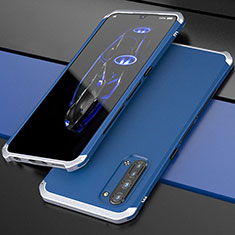 Custodia Lusso Alluminio Cover per Oppo K7 5G Argento e Blu