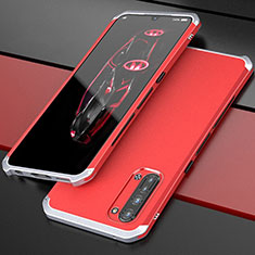 Custodia Lusso Alluminio Cover per Oppo K7 5G Argento e Rosso