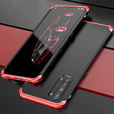 Custodia Lusso Alluminio Cover per Oppo K7 5G Rosso e Nero