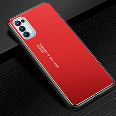 Custodia Lusso Alluminio Cover per Oppo Reno5 5G Rosso