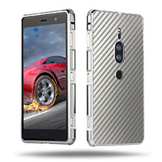 Custodia Lusso Alluminio Cover per Sony Xperia XZ2 Premium Argento