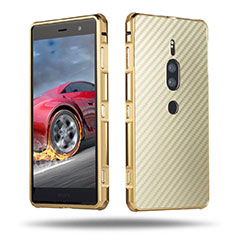 Custodia Lusso Alluminio Cover per Sony Xperia XZ2 Premium Oro