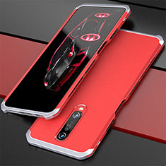 Custodia Lusso Alluminio Cover per Xiaomi Poco X2 Argento e Rosso