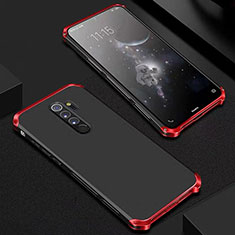 Custodia Lusso Alluminio Cover per Xiaomi Redmi Note 8 Pro Rosso e Nero