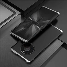 Custodia Lusso Alluminio Cover T01 per Huawei Mate 40 Pro Argento e Nero