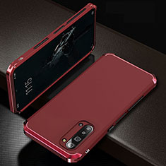 Custodia Lusso Alluminio Cover T01 per Oppo A91 Rosso