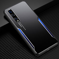 Custodia Lusso Alluminio Cover T01 per Oppo Find X2 Pro Blu