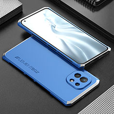 Custodia Lusso Alluminio Cover T01 per Xiaomi Mi 11 5G Argento e Blu