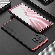 Custodia Lusso Alluminio Cover T01 per Xiaomi Mi 11 5G Rosso e Nero