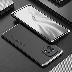 Custodia Lusso Alluminio Cover T01 per Xiaomi Mi 11 Lite 4G Argento e Nero