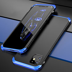 Custodia Lusso Alluminio Cover T02 per Apple iPhone 12 Blu e Nero