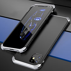 Custodia Lusso Alluminio Cover T02 per Apple iPhone 12 Mini Argento e Nero