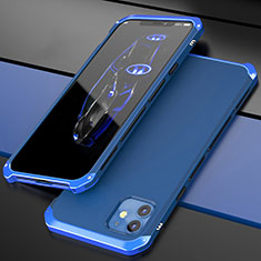 Custodia Lusso Alluminio Cover T02 per Apple iPhone 12 Mini Blu