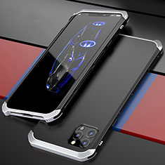 Custodia Lusso Alluminio Cover T02 per Apple iPhone 12 Pro Max Argento e Nero