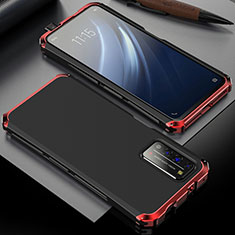 Custodia Lusso Alluminio Cover T02 per Huawei Honor X10 5G Rosso e Nero