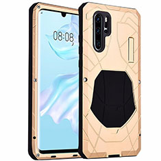 Custodia Lusso Alluminio Cover T02 per Huawei P30 Pro New Edition Oro