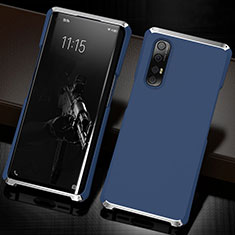 Custodia Lusso Alluminio Cover T02 per Oppo Find X2 Neo Blu