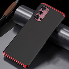 Custodia Lusso Alluminio Cover T02 per Oppo Reno4 5G Rosso e Nero