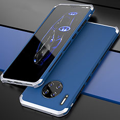 Custodia Lusso Alluminio Cover T03 per Huawei Mate 30 Pro 5G Argento e Blu