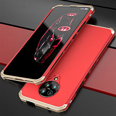 Custodia Lusso Alluminio Cover T03 per Xiaomi Poco F2 Pro Oro e Rosso