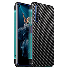 Custodia Lusso Alluminio Cover T04 per Huawei Honor 20 Pro Ciano