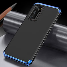 Custodia Lusso Alluminio Cover T04 per Huawei P40 Blu e Nero