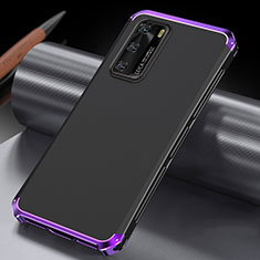 Custodia Lusso Alluminio Cover T04 per Huawei P40 Viola e Nero