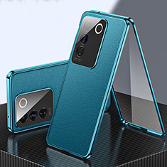 Custodia Lusso Alluminio e Pelle Cover 360 Gradi per Vivo V27 Pro 5G Verde