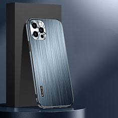 Custodia Lusso Alluminio e Silicone Laterale Cover AT1 per Apple iPhone 13 Pro Max Azzurro