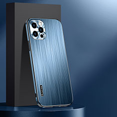 Custodia Lusso Alluminio e Silicone Laterale Cover AT1 per Apple iPhone 13 Pro Max Blu