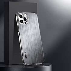 Custodia Lusso Alluminio e Silicone Laterale Cover AT1 per Apple iPhone 14 Pro Max Argento