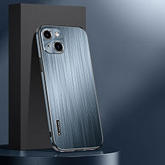 Custodia Lusso Alluminio e Silicone Laterale Cover AT1 per Apple iPhone 15 Azzurro