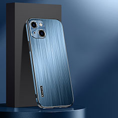 Custodia Lusso Alluminio e Silicone Laterale Cover AT1 per Apple iPhone 15 Blu