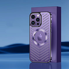 Custodia Lusso Alluminio e Silicone Laterale Cover con Mag-Safe Magnetic AC1 per Apple iPhone 13 Pro Max Viola