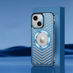 Custodia Lusso Alluminio e Silicone Laterale Cover con Mag-Safe Magnetic AC1 per Apple iPhone 14 Plus Blu
