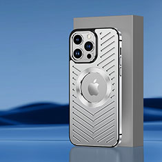 Custodia Lusso Alluminio e Silicone Laterale Cover con Mag-Safe Magnetic AC1 per Apple iPhone 14 Pro Argento
