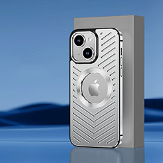 Custodia Lusso Alluminio e Silicone Laterale Cover con Mag-Safe Magnetic AC1 per Apple iPhone 15 Argento