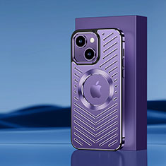 Custodia Lusso Alluminio e Silicone Laterale Cover con Mag-Safe Magnetic AC1 per Apple iPhone 15 Plus Viola